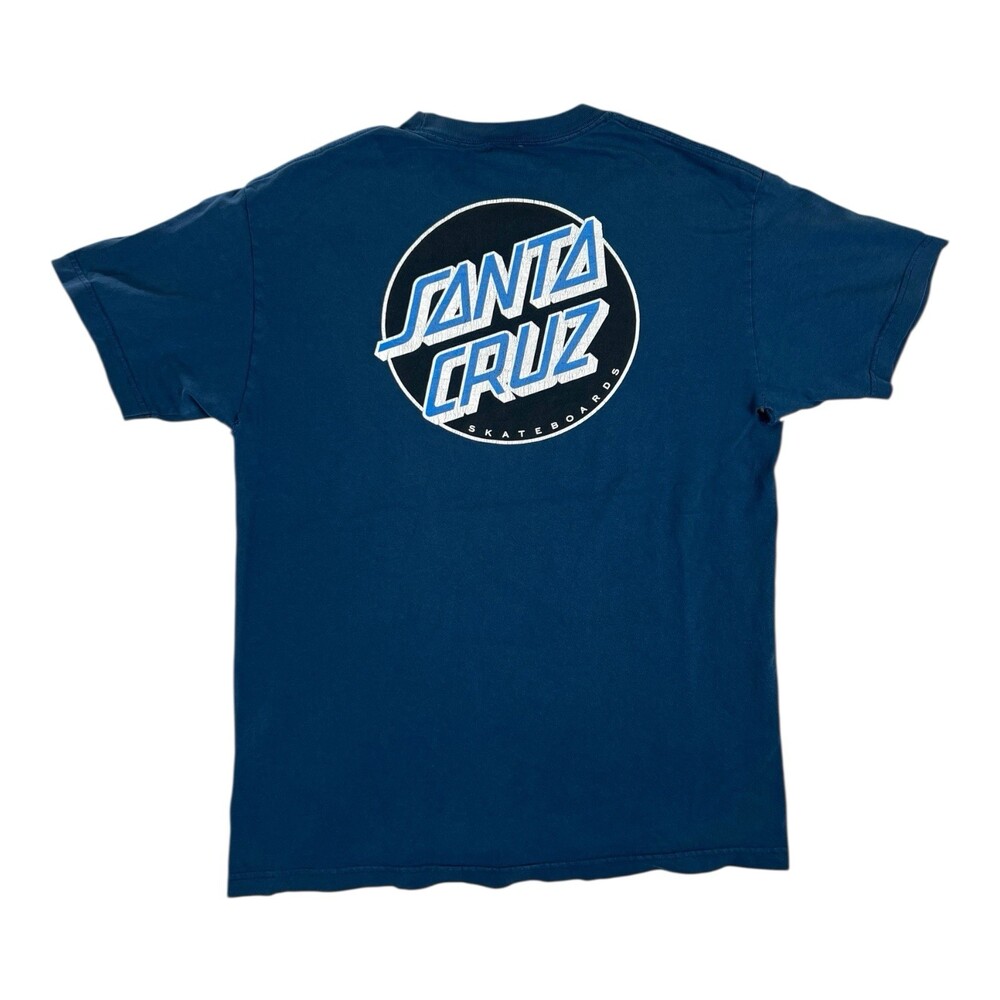 Vintage Santa Cruz Skateboard T-Shirt Size Large Blue OG Logo Y2K Grunge